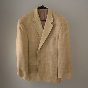 Ralph Lauren Beige Silk Checkered Blazer Elegant Sophisticated Premium